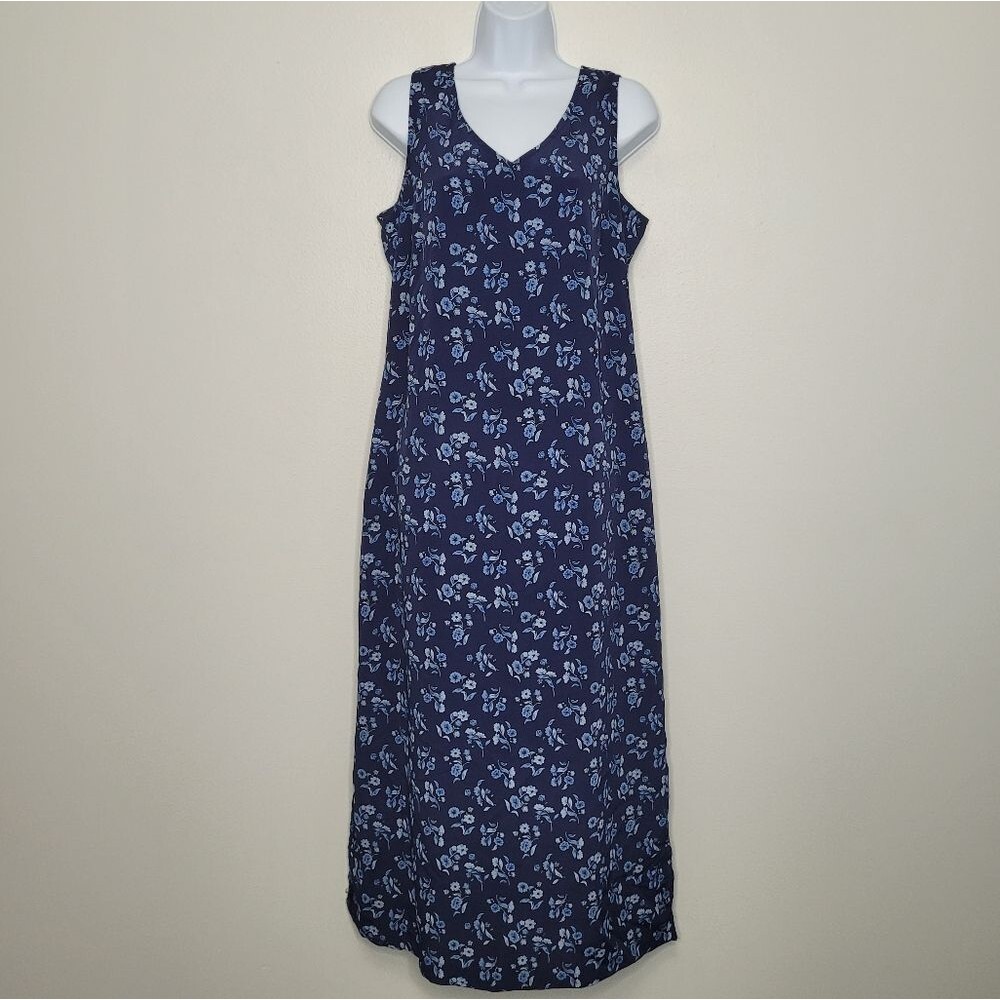 Vintage 90s Willow Bay blue grunge floral maxi dress size large